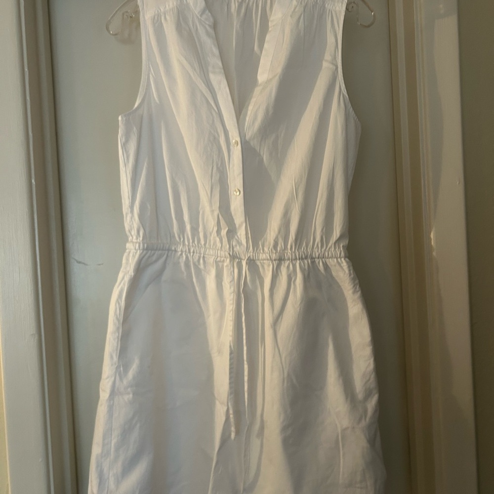 White Sleeveless Button-Down Dress